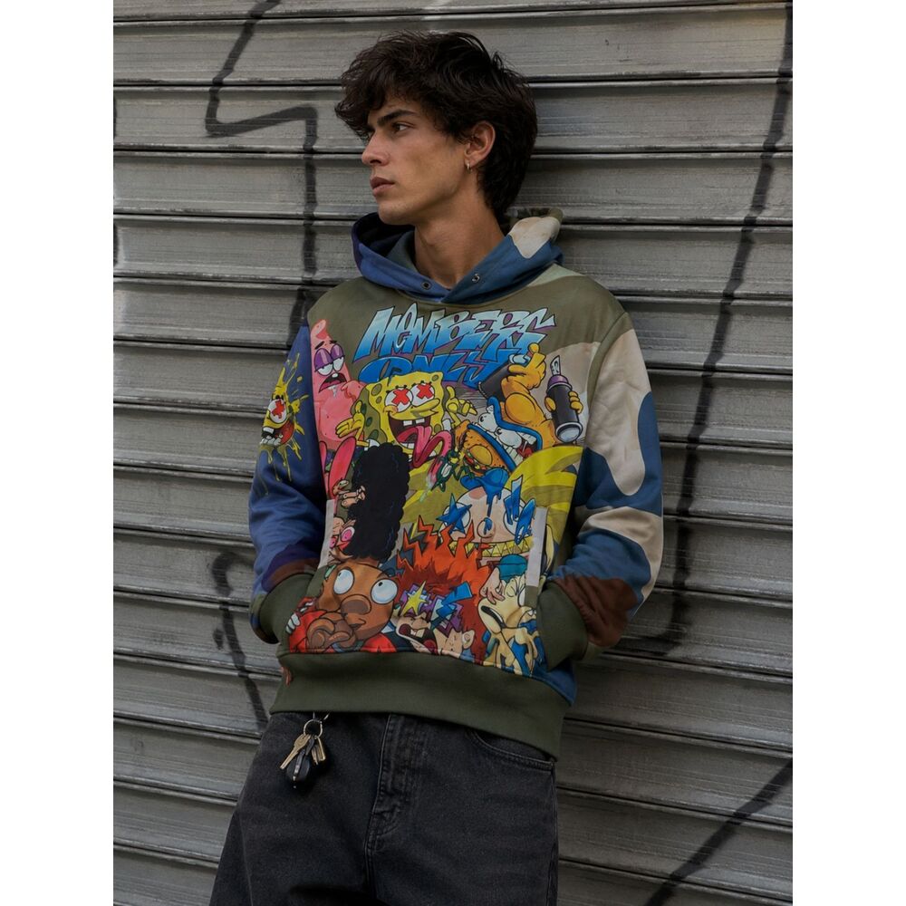 Members Only x Nickelodeon Pullover Sweatshirt Hoodie Top Mens Size Medium